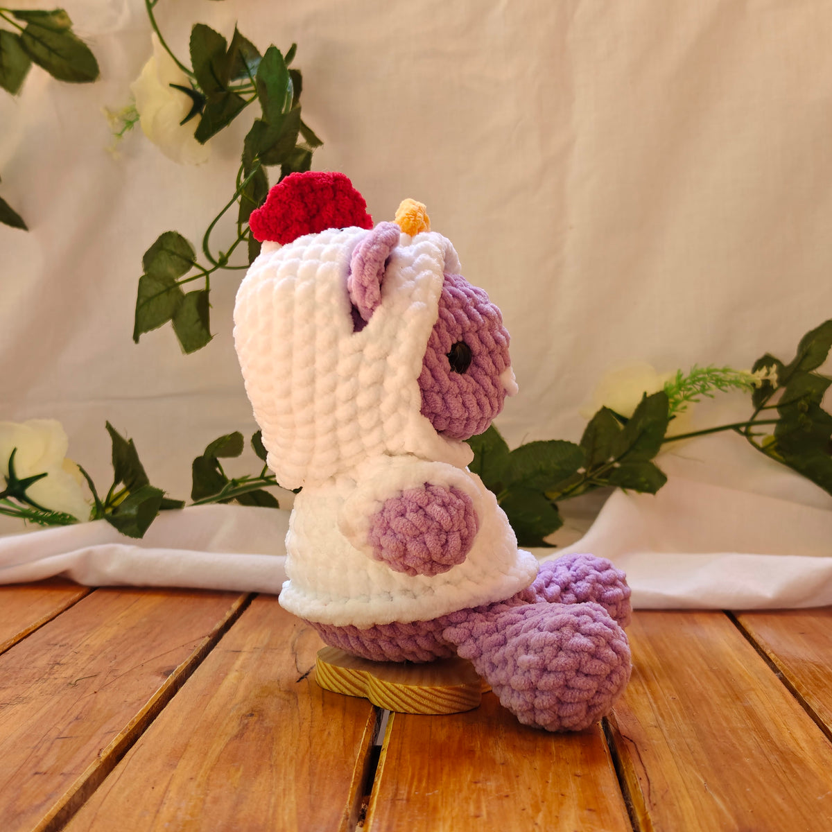 Crochet Bear Plush with Removable Chicken Hoodie