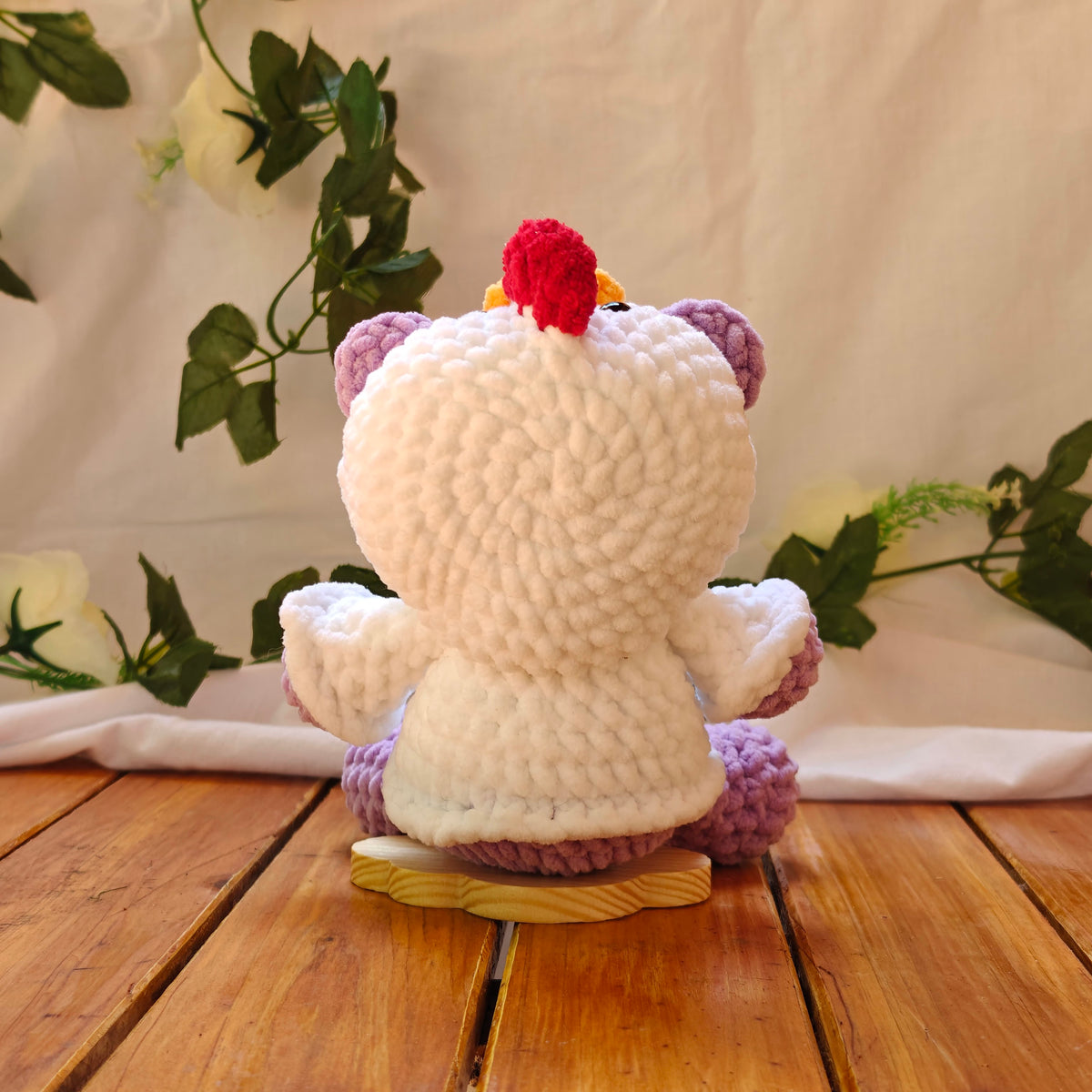 Crochet Bear Plush with Removable Chicken Hoodie